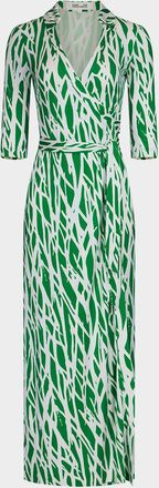 Diane Von Fürstenberg Abigail Abstract-Print Jersey Maxi Wrap Dress