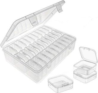 No Brand Cajas De Almacenamiento Peque&ntilde;as Con Tapa - Recipientes De Pl&aacute;stico Transparente Para Cuentas, Pastillas Y Joyas - Juego De 30 Piezas 5,5 X 5,5 X 2 Cm