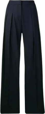 Victoria Beckham Alina Trouser - Dames - Wijde Broeken - Blauw - 2XS - Wol - Broeken