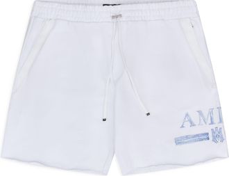 Amiri White MA Watercolor Bar Sweatshorts