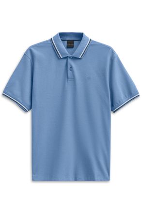 Bugatti Poloshirt BUGATTI Modern Fit, Herren, Gr. XXL, blau (340, blaugrau), 100% Baumwolle, unifarben, normal, ohne Ausschnitt, Rippb&uuml;ndchen, Shirts Poloshir