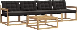 vidaXL Conjunto De Sof&aacute;s De Exterior 5 Uds. Blanco Y Negro Vidaxl