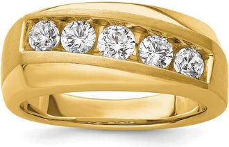 Diamond2Deal 10k Yellow Gold Lab Grown Diamond 5-Stone Band Ring 1Ct Clarity- VS Color- G-H