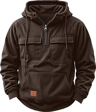 Generic mens half zip fleece,winter jackets for women uk,Hoodies For Men Uk Cargo Military Jacket Full Zip Sweatshirt Long Sleeve Hoody Sport Hooded Sweatshir