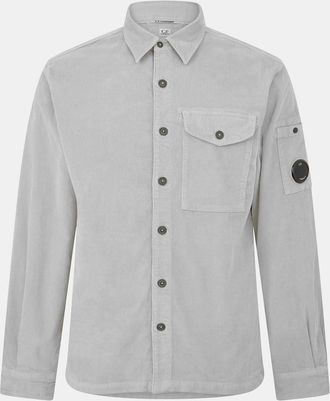 C.P. Company Mens Lens Corduroy Shirt in London Fog 331 - Grey - Size Small