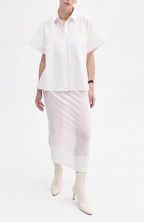 Co Boxy Short Sleeve Shirt in Cotton Poplin in White at Nordstrom, Size X-Large Short