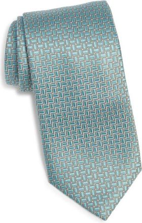 Canali Geometric Silk Tie in Light Green at Nordstrom