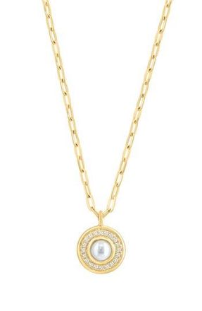 Effy Freshwater Pearl & Diamond Medallion Pendant Necklace in White at Nordstrom Rack, Size 18
