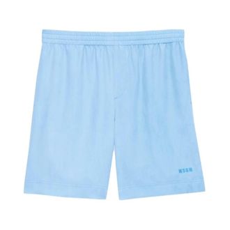Msgm Casual Shorts, male, Blue, Size: L Elasticated-waist Logo-detail Shorts