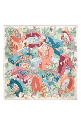 Ferragamo Jungle Party Silk Foulard Square Scarf in Rust/Petrolio at Nordstrom