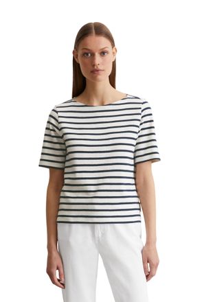 Marc O'Polo T-Shirt MARC OPOLO, Damen, Gr. XL, bunt (multi, muted blau), Jersey, Obermaterial: 100% Baumwolle, U-Boot-Ausschnitt, Shirts T-Shirt, geringelt, U-Boo