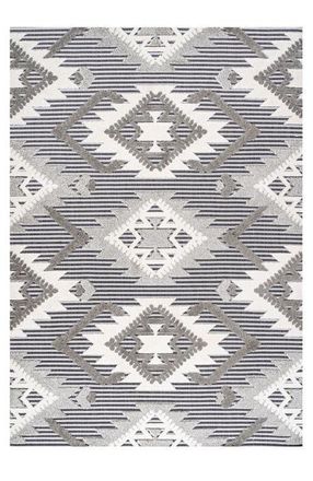 Jonathan Y Designs Sumak High-Low Pile Neutral Diamond Kilim Indoor/Outdoor Area Rug in Gray/white/black at Nordstrom, Size 5Ft 0In X 8Ft 0In