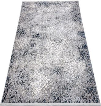 RugsX Modern carpet REBEC fringe 51117 - two levels of fleece cream / navy blue 80x150 cm