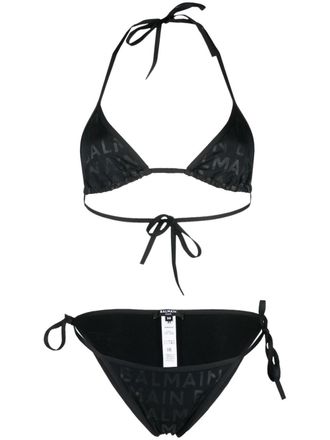 Balmain logo-print bikini - women - Spandex/Elastane/Polyamide/Polyamide/Spandex/Elastane - 38 - Black
