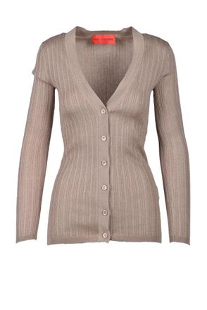 Wild Cashmere Ribbed Cardigan - Taupe