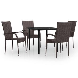 Berkfield Home 5 Piece Outdoor Dining Set Brown & Black