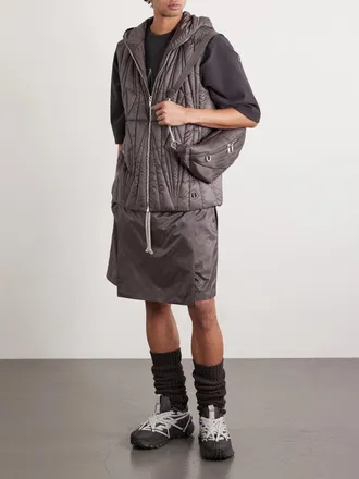 Rick Owens + Moncler Slim-Fit Logo-Appliqu&eacute;d Quilted Shell Hooded Down Gilet