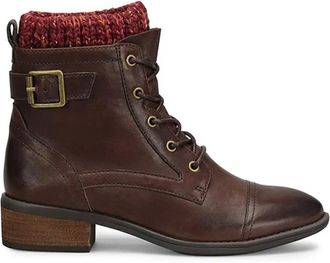 COMFORTIVA Womens Comfortiva Cordelia Boot Brown Italian Leather Heel Lace-Up HTAT166