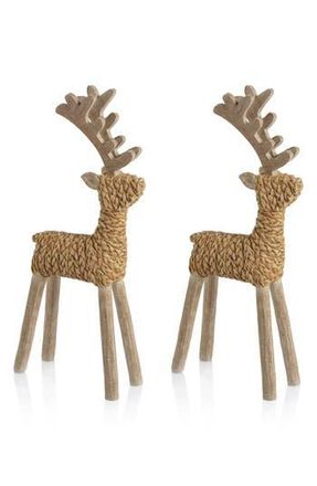 Zodax Lettice Set of 2 Standing Deer Figurines in Brown at Nordstrom Rack