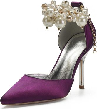 Miyoopark Womens High Heel Wedding Shoes Beaded Elegant Formal Party Pumps M528 Purple UK 5.5