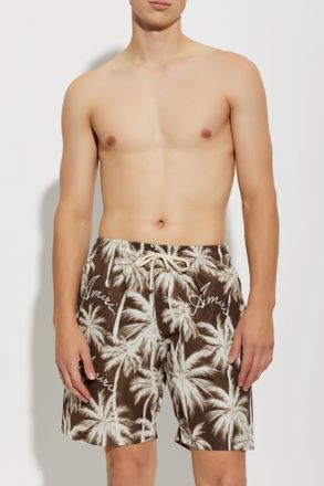 Amiri Logo Swim Shorts, Mens, Green