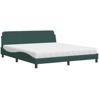 vidaXL Cama Con Colch&oacute;n Dover Terciopelo Verde Oscuro 180x200 Cm Vidaxl