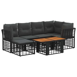 vidaXL Conjunto De Sof&aacute;s De Jard&iacute;n 7 Uds. Negro Y Gris Oscuro Vidaxl
