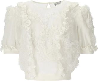 Elisabetta Franchi Dames, Blouses & Shirts, Beige, Maat: S Satijn