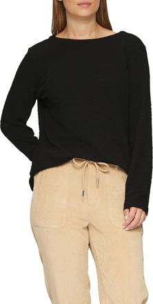 s.Oliver Longsweatshirt S.OLIVER, Damen, Gr. 34, schwarz, Sweatware, Obermaterial: 96% Polyester, 4% Elasthan, Crinkleoptik, regular fit taillenbedeckt, Rundha