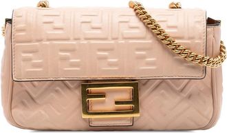 Fendi Pre-owned Fendi Zucca Embossed Leather Chain Midi Baguette Ladies 8BR793 H98 228 0189
