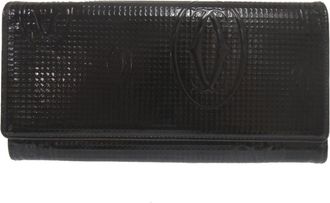 Cartier Happy Birthday Black Patent Leather Long Wallet (Bi-Fold) (Pre-Owned)