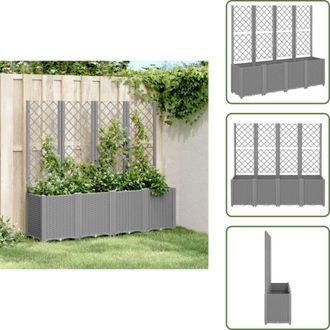 vidaXL Fioriera in polipropilene - vidaXL Fioriera Giardino con Traliccio Grigio Chiaro 160x40x140 cm PP - Fioriera modulare