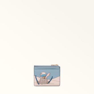 Furla Camelia Card Case S Toni Carta Da Zucchero Multicolour Eracle Grained Calf Leather With Orso Sci Print Woman