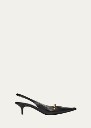 Balenciaga 45mm Midnight City Studded Leather Slingback Pumps
