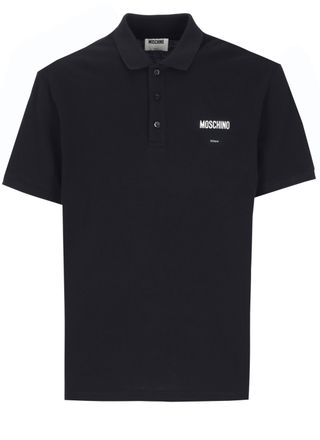 Moschino Black Classic Collar Logo Detail Cotton Polo Shirt
