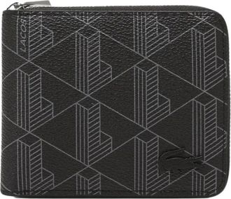 Lacoste Accessoires, Heren, Zwart, ONE Size, Monogram Compact Zip Wallet