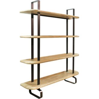 Home Heavenly Home Heavenly - Estanter&iacute;a Alta Moonie - 4 Estantes En Madera Roble, Estructura Met&aacute;lica Resistente, Dise&ntilde;o Moderno Con Base Curv Color : Negro