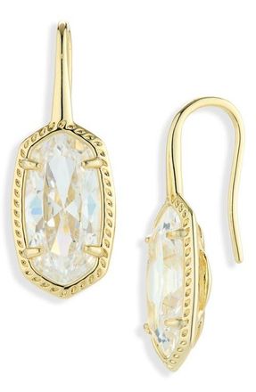 Kendra Scott Lee Luxe Drop Earrings in Gold White Cubic Zirconia at Nordstrom