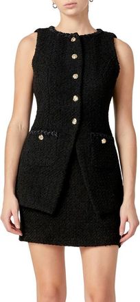 English Factory Long Tweed Vest in Black at Nordstrom, Size Small