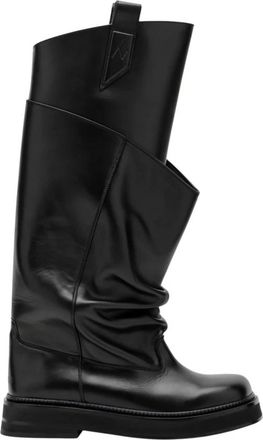 The Attico Schoenen, Dames, Zwart, 41 EU, Leer, Robin Passeggiata Combat Boot