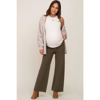 Pinkblush Raw Hem Wide Leg Maternity Jeans in Olive Green at Nordstrom, Size Medium