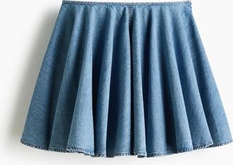 H&M Ausgestellter Denimjupe - Blue