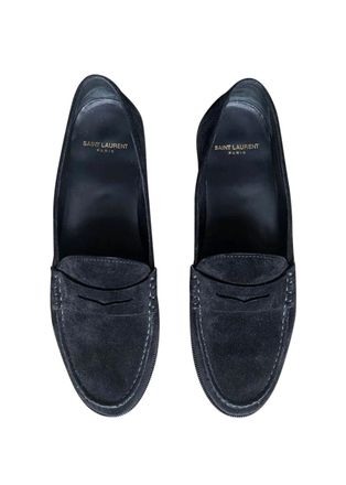 Saint Laurent Le Loafer Black Suede Penny Loafers Size 41