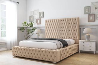 Comfort Beds Ambassador Plush Bed Frame - 50 Upholstered Headboard in Stone | Size: Single