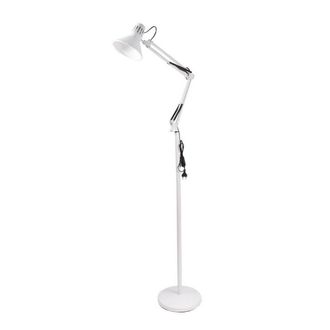 Trade Shop Trade Shop Traesio - Trade Shop - Lampada A Piantana Da Terra Braccio Orientabile Luce Lettura In Metallo E27 D15 - Blanco