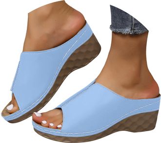 Generic Low Wedge Sandals for Women Summer Dressy 2026 Comfortable Arch Support Flat Platform Orthopedic Slides Sandals Open Toe Slip On Beach Flip Flops Wide