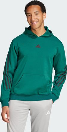 adidas Mens Future Icons 3-Stripes Hoodie - Forest Green Cotton - Size X-Large