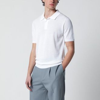 Roberto Collina White openwork cotton polo