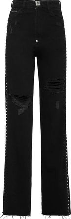 Philipp Plein Denim Palace Fit Crystal Cable - Dames - Loose Fit Jeans - Zwart - W27 - Denim - Jeans