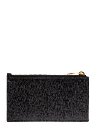 Saint Laurent Womens Card Holder Cassandre Crocodile-Embossed Leather Black Calfskin Accessory